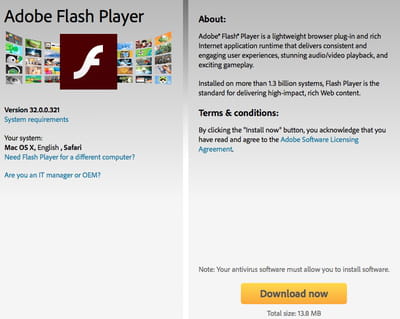 upgrade your adobe flash player for mac
